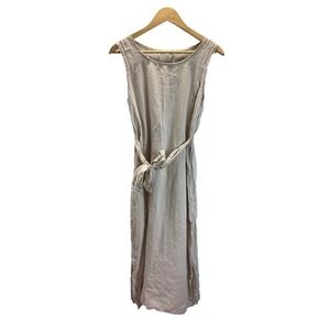 made in Italy linen womens dress size M beige sleeveless lagenlook neutral